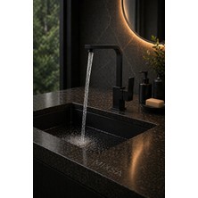 Mixsa Lüx Premium Siyah Kare Lavabo Bataryası