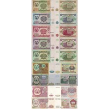 Emir Koleksiyon Coin & Paper Collection Tacikistan 1000-500-200-100-50-20-10-5-1 Ruble Kağıt Para Set Çil ( Unc ) 9'lu Set Koleksiyon Para
