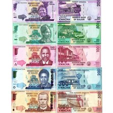 Emir Koleksiyon Coin & Paper Collection Malawi 20-50-100-200-500 Kwacha Kağıt Para Set Çil ( Unc ) 5'li Set Koleksiyon Para