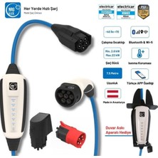 Nrgkick Sabit Basic Set 32A 22KW  7.5 Metre Monofaze & Trifaze Wifi + Bluetooth Duvar Askı Aparatlı