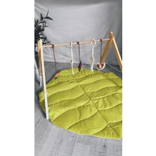 Özbience Doğal Ahşap Yaprak Oyun Askılığı ve Minderi Seti, Baby Gym Oyun Halısı