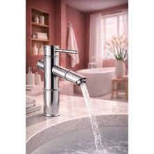 Mixsa Lüx Premium Krom Bambu Model Modern Banyo Lavabo Bataryası Çeşmesi Musluğu