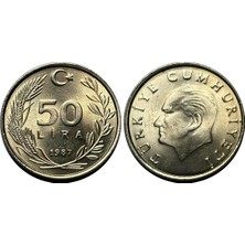 Emir Koleksiyon Coin & Paper Collection Türkiye 1987 Yılı 50 Lira Çil ( Unc ) Koleksiyon Para