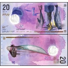 Emir Koleksiyon Coin & Paper Collection Maldivler 2020 Yılı 20 Rufiyaa Polimer Kağıt Para Çil ( Unc ) Koleksiyon Para