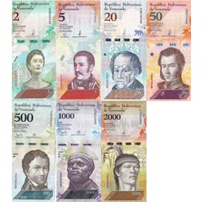 Emir Koleksiyon Coin & Paper Collection Venezuela 7 Adet Farklı Küpür Set Çil ( Unc ) Kağıt Para Koleksiyon Seti