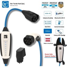 Nrgkick Sabit Set 32A 22KW 10 Metre  Monofaze & Trifaze Wifi + Bluetooth Duvar Askı Aparatlı