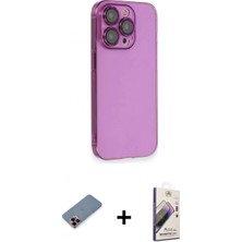 Marsilyan™- iPhone 13 Pro Max Kılıf Siluet Minimal Özel Seri - Siyah Bilvis 3D Mat Cam Ekran Koruyucu + Metal Kamera Lens Koruma Cam - Kı
