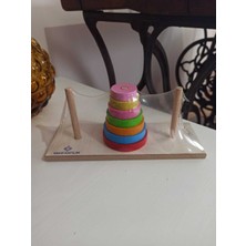 Özbience Ahşap Hanoi Kuleleri Zeka Oyunu 20X9 Cm, Eğlenceli ve Eğitici Eğlence