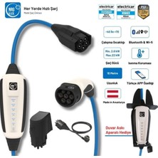 NRGkick Sabit Başlangıç Set 32A 22KW 10 Metre Monofaze & Trifaze Wifi + Bluetooth Duvar Askı Aparatlı
