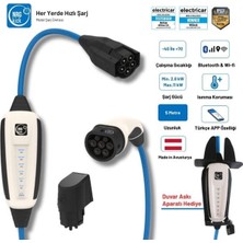 Nrgkick Sabit Set 16A 11KW 5 Metre  Monofaze & Trifaze Wifi + Bluetooth Duvar Askı Aparatlı