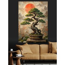 Tablomega Saksıda Budanmış Küçük Bonsai Ağacı Dekoratif Kanvas - Mdf Ahşap Tablo