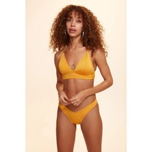 No Gossip Crush Sırtı Çapraz Üçgen Bikini Tek Üst Sarı 229100