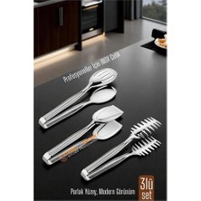 Uravas Store Mey Ithalat® 3’lü Inox Çelik Mutfak Maşa Seti - Makarna Pasta Salata Çok Amaçlı Maşa 3 Lü Set 72222