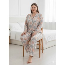 Dorelux Yeni Sezon Battal Yakalı Önden Düğmeli Yumuşak Viskon Pijama Takımı 12026