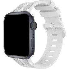 Newface Apple Watch 38MM KR408 Çizgili Silikon Kordon - Beyaz