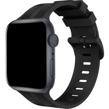 Newface Apple Watch 38MM KR408 Çizgili Silikon Kordon - Siyah