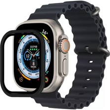Newface Apple Watch Ultra 49MM Alüminyum Kasa Cam Ekran Koruyucu - Siyah