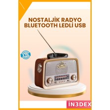 İn3dex Ahşap Bluetooth Radyo LED Aydınlatmalı Eskitme Tasarım Fm Am Sw