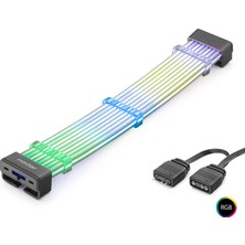 İlkyaz Fashion 2x8 Pin Argb Pcie Gpu Güç Uzatma Kablosu Bükülebilir 2 mm 108 LED Siyah ND2813B