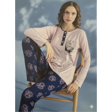 Dorelux Yeni Sezon Kadın 3 Düğmeli Bisiklet Yaka Viskon Pijama Takımı 35924