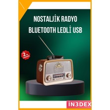İn3dex Bluetooth Hoparlör Nostalji Radyo USB Aux Girişli Taşınabilir
