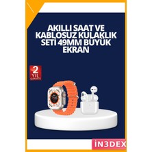 İn3dex Akıllı Saat ve Kablosuz Kulaklık Seti 2 Kordonlu Sesli Görüşme