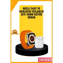 İn3dex Akıllı Saat ve Kulaklık Seti Sesli Görüşme 45MM Gümüş