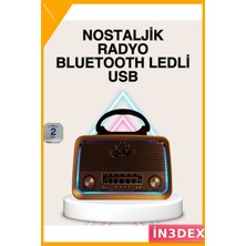 İn3dex Bluetooth Ahşap Nostaljik Radyo Fm Am Sw USB Sd Kart Mp3 Çalar
