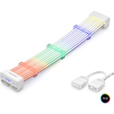 İlkyaz Fashion 2x8 Pin Argb Pcie Gpu Güç Uzatma Kablosu Bükülebilir 3 mm 44 LED Beyaz ND2802A