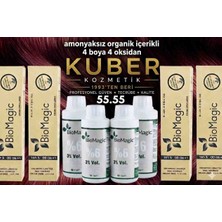 Biomagic 55.55 Şarap Kızılı Organik Içerikli Amonyaksız Kalıcı Saç Boyası 4boya +4oksidan