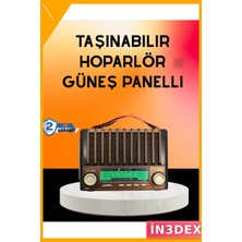 İn3dex Solar Şarjlı Taşınabilir Radyo Bluetooth Hoparlör USB Sd Fm Am Sw