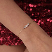 Cherry By Özkonak Taşlı Yaprak Figürlü Altın Bileklik