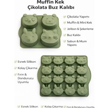 Evolis Kitchen 1 Adet Silikon  Muffin Kek Kalıbı 1 Adet Silikon Çikolata Kalıbı  ve Buz Kalıbı Isıya Dayanıklı