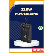 İn3dex 22.5W Hızlı Şarj 10000MAH Powerbank Dahili Kablo Dijital Ekran