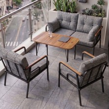 Canisa Ekon Serisi Balkon Oturma Koltuk Takımı, 1 Adet Ikili 2 Adet Tekli Koltuk ve 1 Adet Orta Sehpa
