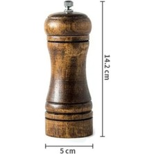 EkoAlışverişDünyam Ahşap Baharat Tuz Öğütücü Değirmen Tuzluk Baharatlık 14 cm Tek Adet Kahverengi 1 Adet