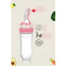 Renas Store Turk Kaşıklı Mama Silikon Biberon Kiz Bebek Besleyici