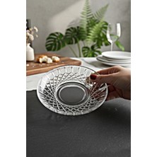 Decostyle Paşabahçe Ajda Defne Dekorlu El Kesmesi 6’lı Cam Çay Tabağı – Şık & Premium Tasarım