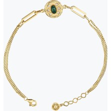 Goldium Jewellery Yeşil Madalyon Bileklik
