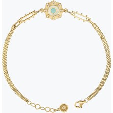 Goldium Jewellery Mavi Çiçek Madalyon Bileklik