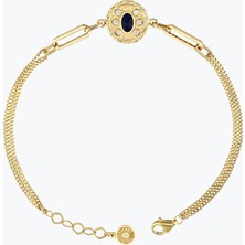 Goldium Jewellery Lacivert Madalyon Bileklik