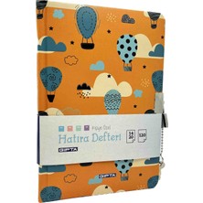 Gıpta Kilitli Ip Dikişli Sert Kapak Hatıra Defteri - Günlük - 14X20 cm 120 Yp Çizgisiz / Gökyüzü Bulutlar Sıcak Hava Balonları
