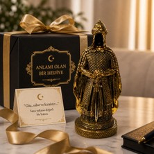 Home Dekor Hediye Prestij Güç Sembolü Tarihi Osmanlı Zırhlı Pelerinli Savaşçı Asker Biblo anlamlı Hediye Gold 28 cm