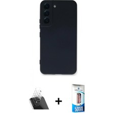 Marsilyan™- Galaxy S23 Plus Kılıf Ahenk Serisi - Siyah 5d Eko Cam Ekran Koruyucu + Kamera Lens Koruma Cam - Sf