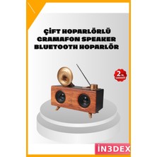 İn3dex Retro Gramafon Bluetooth Hoparlör 1800MAH Stereo Çift Hoparlör