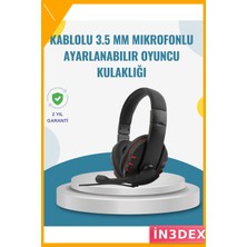 İn3dex Stereo Oyun Kulaklığı Mikrofonlu Kırmızı Örgü Kablolu