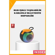 İn3dex Taşınabilir Bluetooth Hoparlör 360° Stereo Ses Rgb Işıklı 8 Saat
