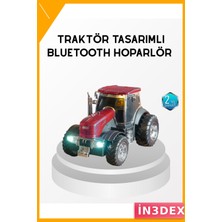 İn3dex 12W Bluetooth Hoparlör Traktör Model LED Işıklı Nostaljik Tasarım