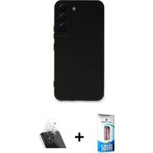 Marsilyan™- Galaxy S23 Plus Kılıf Ahenk Serisi - Siyah 5d Eko Cam Ekran Koruyucu + Kamera Lens Koruma Cam - Sf