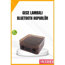 İn3dex Çok Fonksiyonlu Bluetooth Hoparlörlü Gece Lambası Dijital Saat Ambiyans Işığı